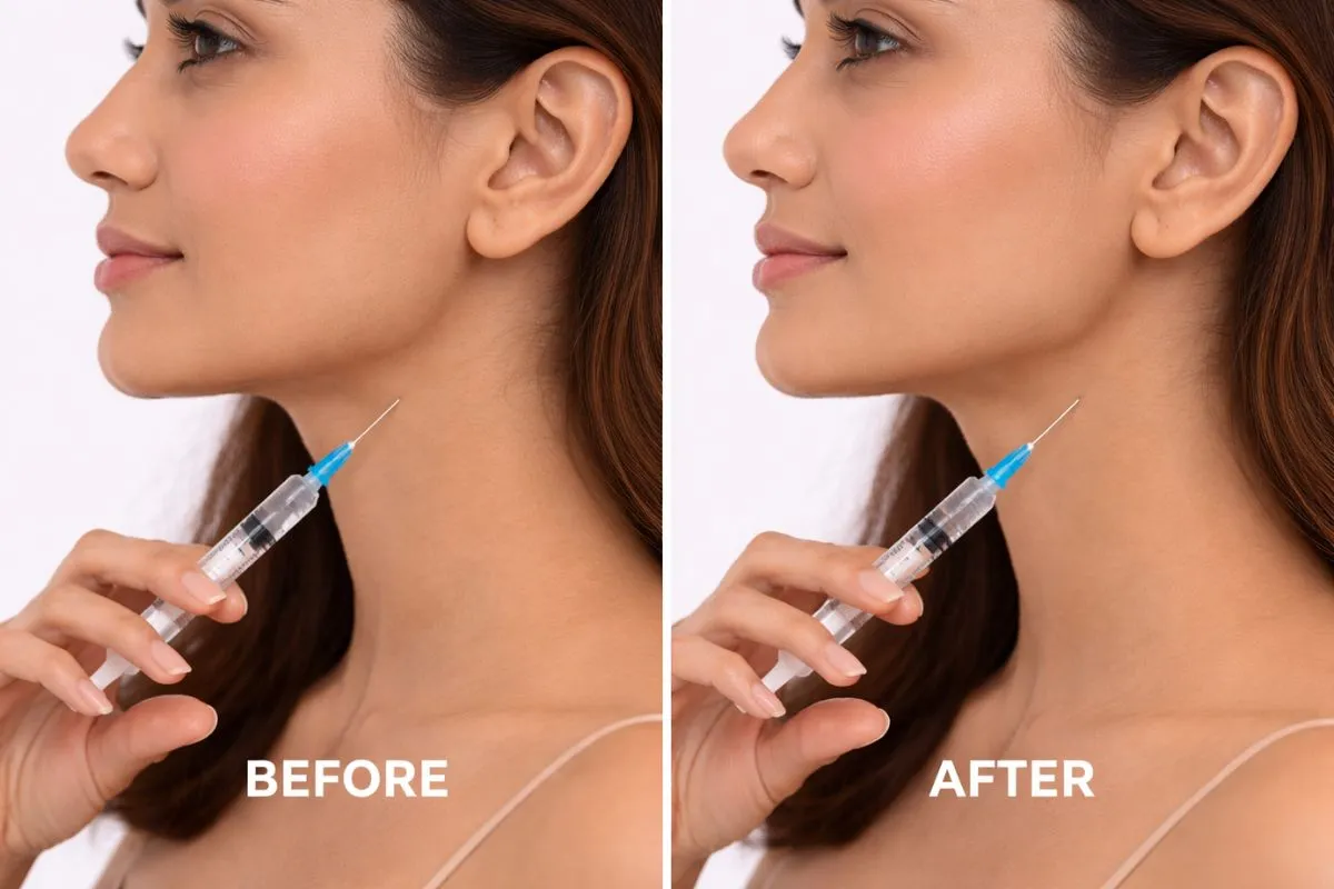 Jawline fillers Karachi before and after results showing improved jawline definition