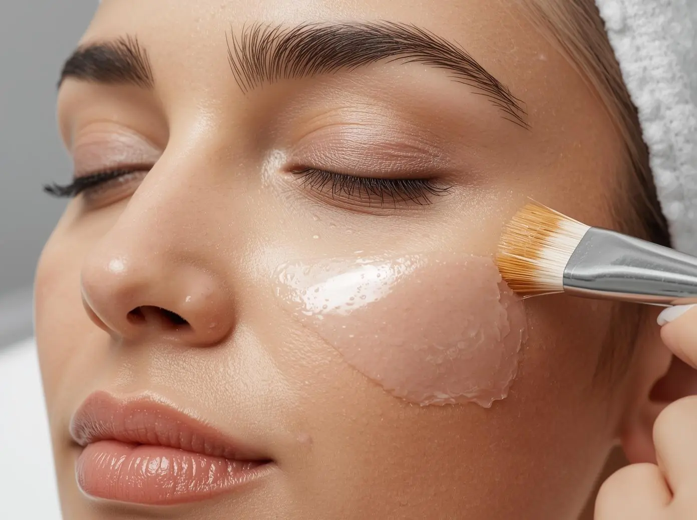 Chemical peel treatment in Karachi showing close-up application on facial skin