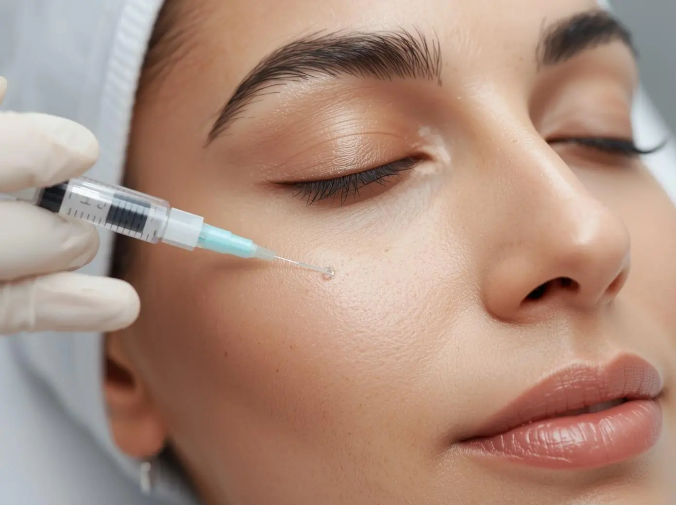 Dermal filler treatment in Karachi showing close-up facial injection procedure