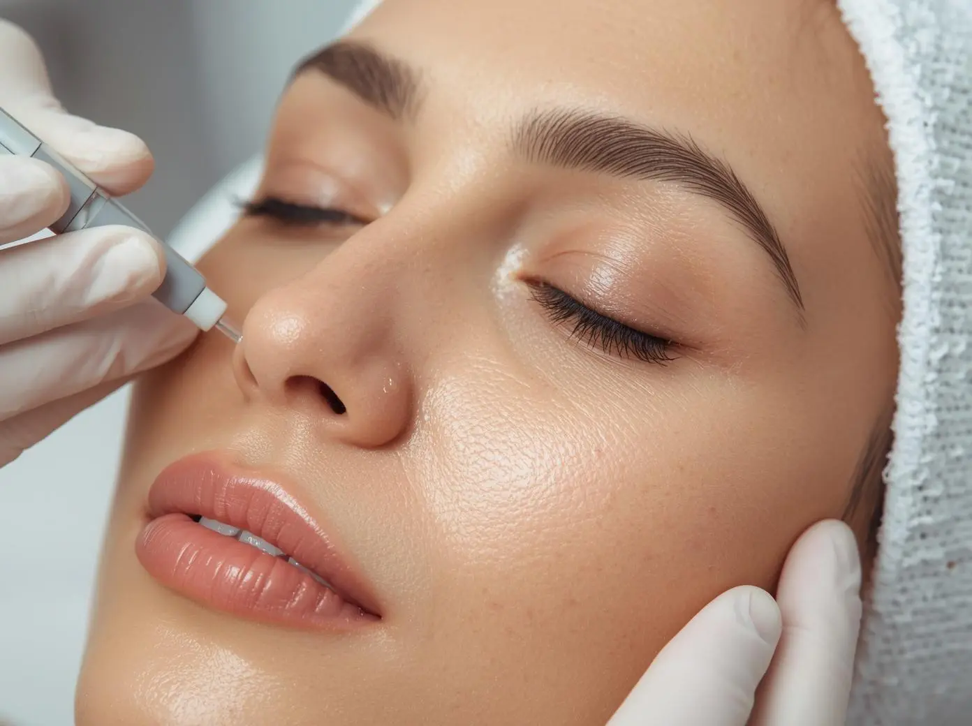 PRP microneedling treatment in Karachi showing close-up skin rejuvenation procedure
